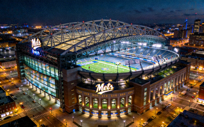 纽约大都会体育场外观 - 现代化足球场馆与夜景